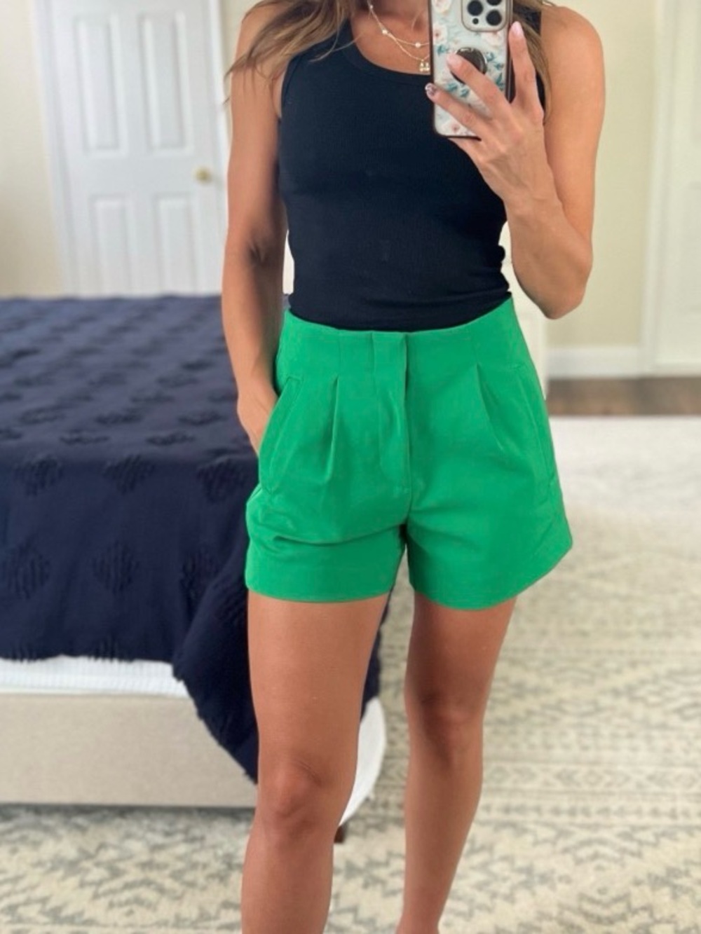 Target High-Rise Green Pleated Women's Shorts